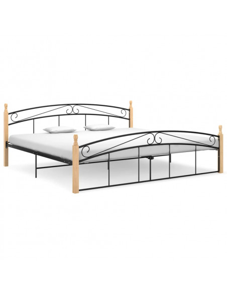 Giroletto Nero in Metallo e Legno Massello di Rovere 200x200 cm