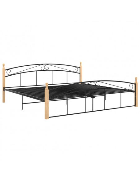 Giroletto Nero in Metallo e Legno Massello di Rovere 200x200 cm