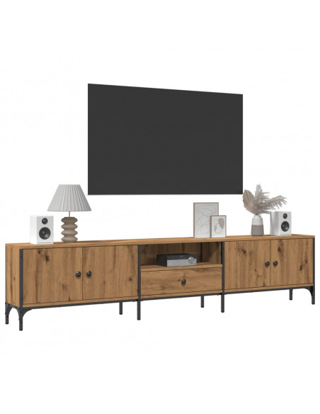Mobile TV Cassetto Rovere Artigianale 200x25x44cm in Truciolato