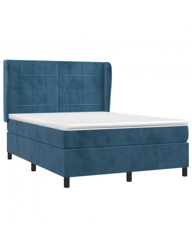 Giroletto a Molle con Materasso Blu Scuro 140x190 cm in Velluto