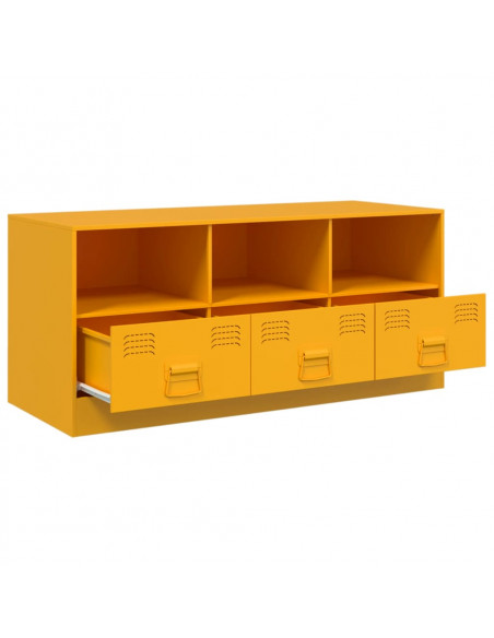 Mobile Porta TV Giallo Senape 99x39x44 cm in Acciaio
