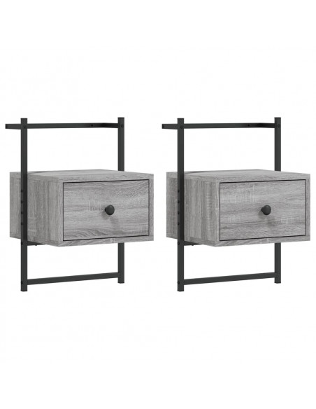 Comodini a Muro 2 pz Grigio Sonoma 35x30x51cm Legno Multistrato