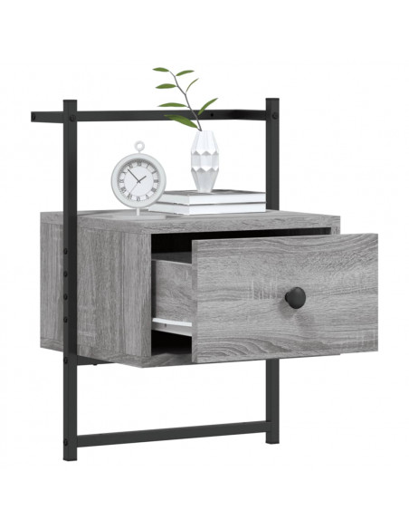 Comodini a Muro 2 pz Grigio Sonoma 35x30x51cm Legno Multistrato