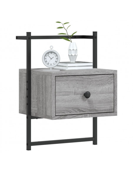 Comodini a Muro 2 pz Grigio Sonoma 35x30x51cm Legno Multistrato