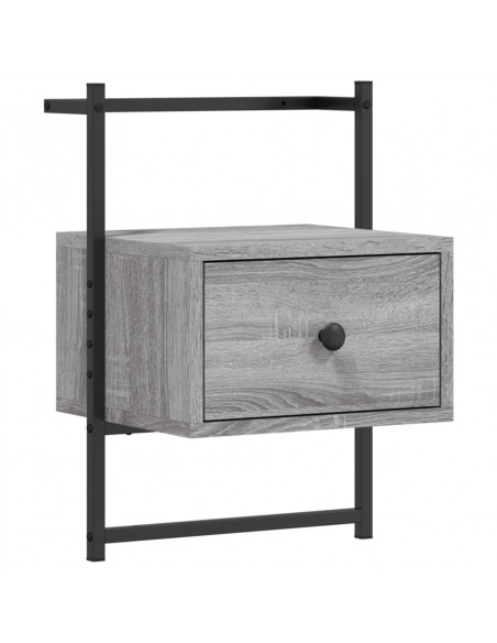 Comodini a Muro 2 pz Grigio Sonoma 35x30x51cm Legno Multistrato