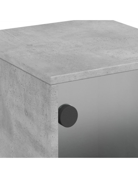 Comodino con Anta in Vetro Grigio Cemento 35x37x50 cm