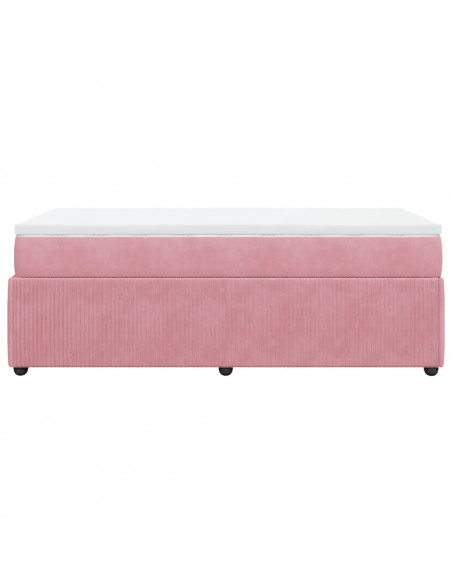 Giroletto a Molle con Materasso Rosa 100x200 cm in Velluto