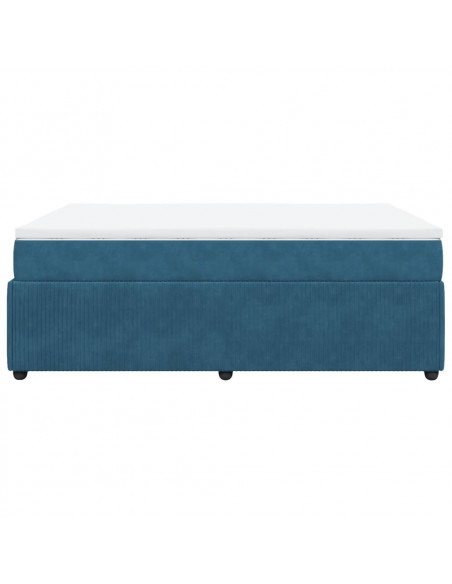 Giroletto a Molle con Materasso Blu Scuro 140x200 cm in Velluto