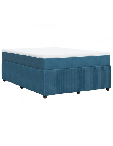 Giroletto a Molle con Materasso Blu Scuro 140x200 cm in Velluto