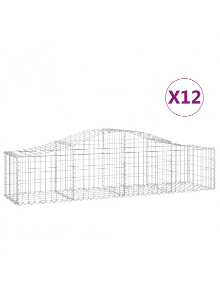Cesti Gabbioni ad Arco 12 pz 200x50x40/60 cm Ferro Zincato