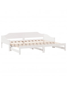 Divano Letto con Letto Estraibile Bianco 90x200cm Massello Pino 2