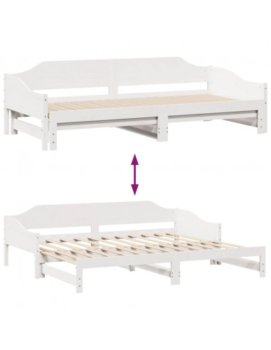 Divano Letto con Letto Estraibile Bianco 90x200cm Massello Pino