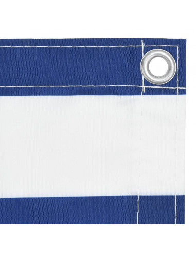 Paravento Balcone Bianco e Blu 75x500 cm Tessuto Oxford