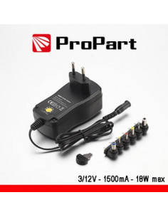 PROPART ALIMENTATORE SWITCHING MULTITENSIONE 3-12V 1500MA 18W MAX