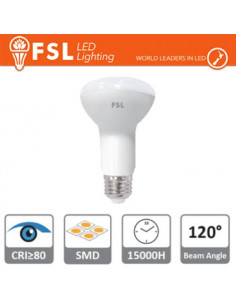 R63 - 8W 6500K 630LM 120Âº 63X102MM CRI80 E27 25.000H