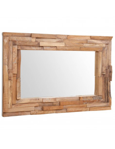 Specchio Decorativo in Legno di Teak 90x60 cm Rettangolare