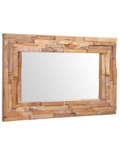 Specchio Decorativo in Legno di Teak 90x60 cm Rettangolare 2