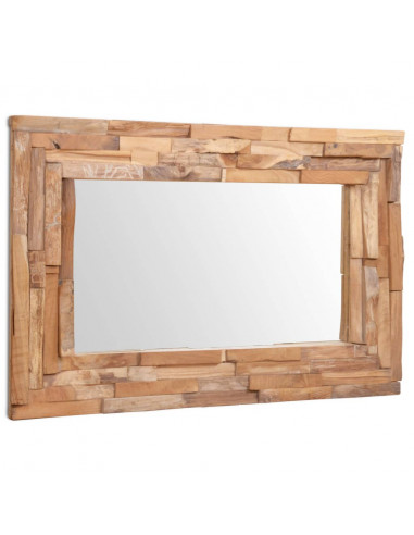 Specchio Decorativo in Legno di Teak 90x60 cm Rettangolare