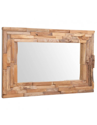 Specchio Decorativo in Legno di Teak 90x60 cm Rettangolare