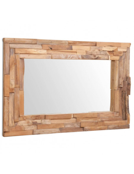 Specchio Decorativo in Legno di Teak 90x60 cm Rettangolare