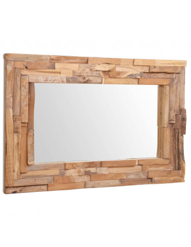 Specchio Decorativo in Legno di Teak 90x60 cm Rettangolare