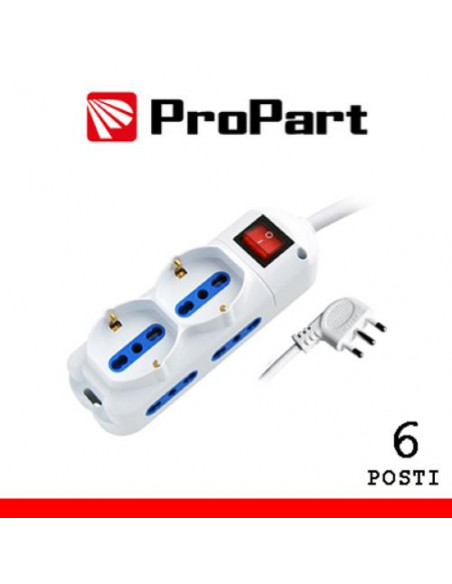 PROPART MULTIPRESA 6POS BIPASSO + BIPASSO/SCHUKO SPINA16A +INTERR.