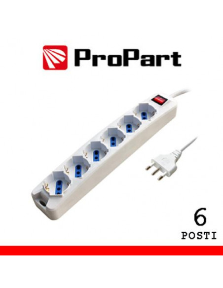 PROPART MULTIPRESA 6POS BIPASSO/SCHUKO SPINA16A +INTER 3M