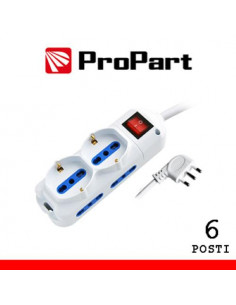 PROPART MULTIPRESA 6POS BIPASSO + BIPASSO/SCHUKO SPINA16A +INTER 3M