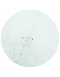 Piano per Tavolo Bianco Ø50x0,8 cm Vetro Temperato Design Marmo 2