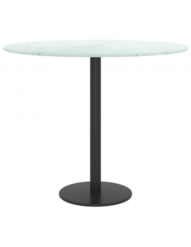 Piano per Tavolo Bianco Ø50x0,8 cm Vetro Temperato Design Marmo