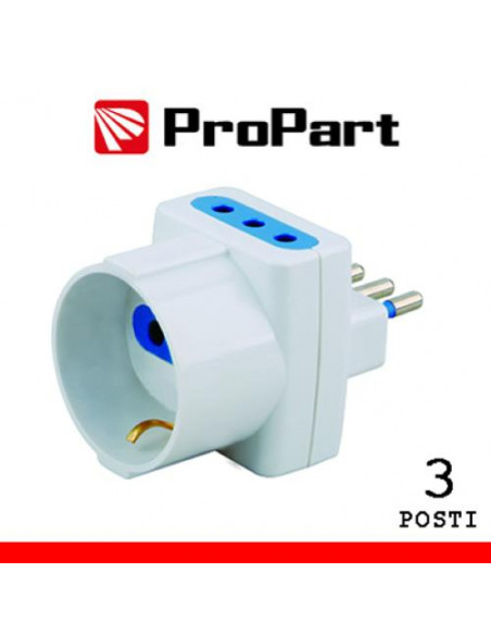 PROPART ADATTATORE 3POS 10A/SCHUKO SPINA10A POLYBAG