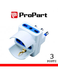 PROPART ADATTATORE 3POS BIPASSO/SCHUKO SPINA16A POLYBAG