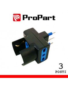 PROPART ADATTATORE 3POS BIPASSO/SCHUKO SPINA16A POLYBAG NERO