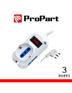 PROPART MULTIPRESA 3POS BIPASSO + BIPASSO/SCHUKO SPINA10A + INTER.