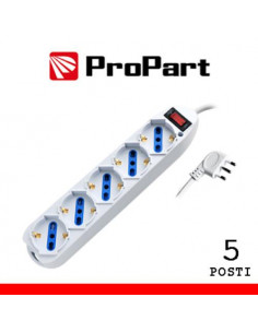PROPART MULTIPRESA 5POS BIPASSO/SCHUKO SPINA10A +INTERR.