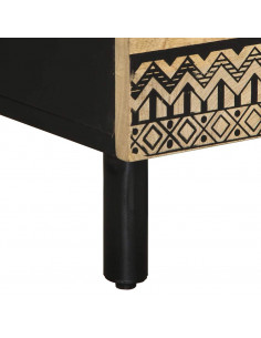 Comodini 2pz Neri 40x33,5x46 cm Legno Massello Mango Grezzo