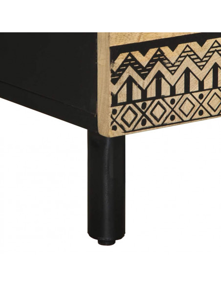 Comodini 2pz Neri 40x33,5x46 cm Legno Massello Mango Grezzo