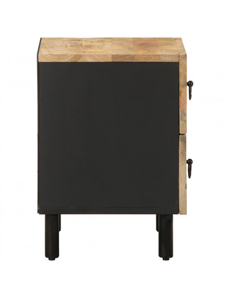Comodini 2pz Neri 40x33,5x46 cm Legno Massello Mango Grezzo
