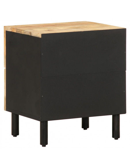 Comodini 2pz Neri 40x33,5x46 cm Legno Massello Mango Grezzo