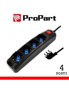 PROPART MULTIPRESA 4POS BIPASSO/SCHUKO SPINA16A +INTERR. NERA