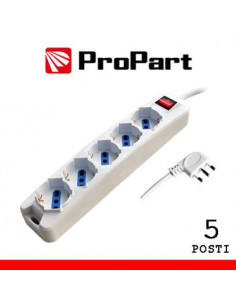 PROPART MULTIPRESA 5POS BIPASSO/SCHUKO SPINA16A +INTERR.