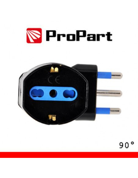 PROPART ADATTATORE SCHUKO 90Â° SPINA16A SALVASPAZIO NERO