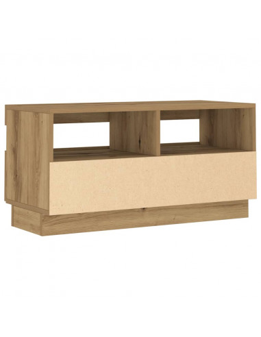 Mobile TV con Luci LED Artigianale 80x35x40cm Legno Multistrato