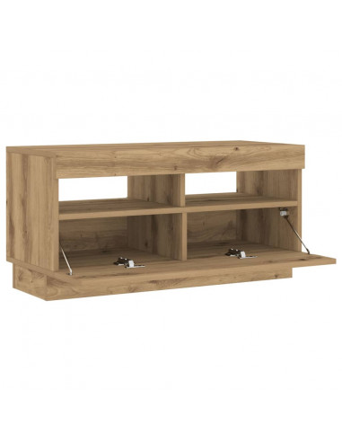 Mobile TV con Luci LED Artigianale 80x35x40cm Legno Multistrato