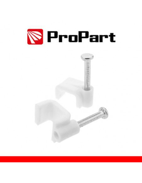 PROPART CHIODINI CON FERMACAVO PIATTO 5MM BIANCO 100PZ