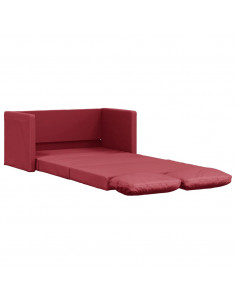 Divano Letto da Terra 2 in 1 Rosso Vino 112x174x55cm Similpelle 2