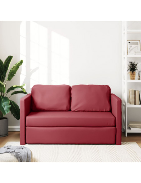 Divano Letto da Terra 2 in 1 Rosso Vino 112x174x55cm Similpelle