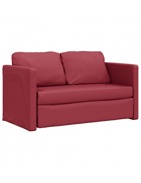 Divano Letto da Terra 2 in 1 Rosso Vino 112x174x55cm Similpelle