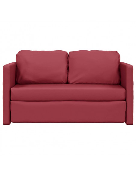Divano Letto da Terra 2 in 1 Rosso Vino 112x174x55cm Similpelle