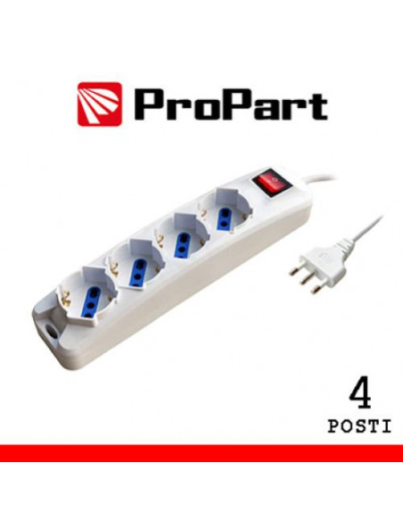 PROPART MULTIPRESA 4POS BIPASSO/SCHUKO SPINA16A +INTERR.